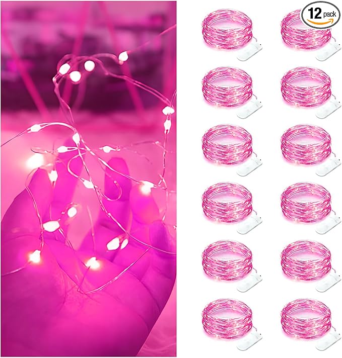 Fairy Lights 12 Pack Battery Operated 7ft 20LED Waterproof Silver Wire by Bexdir