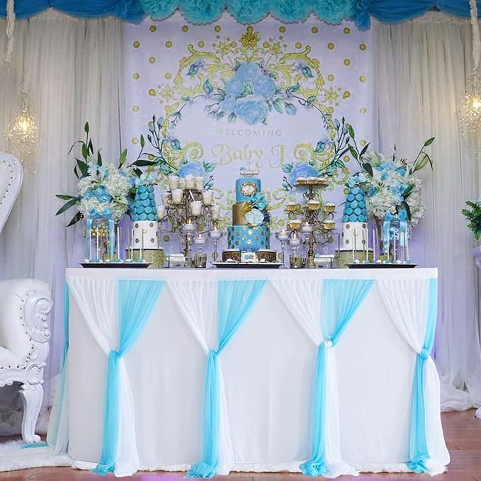 Suppromo Baby Blue Tulle Table Skirt by Suppromo