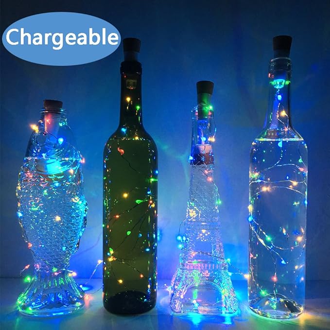 NeoJoy Rechargeable Wine Bottle Lights, LED Cork Lights USB Fairy String Lights - Image 2