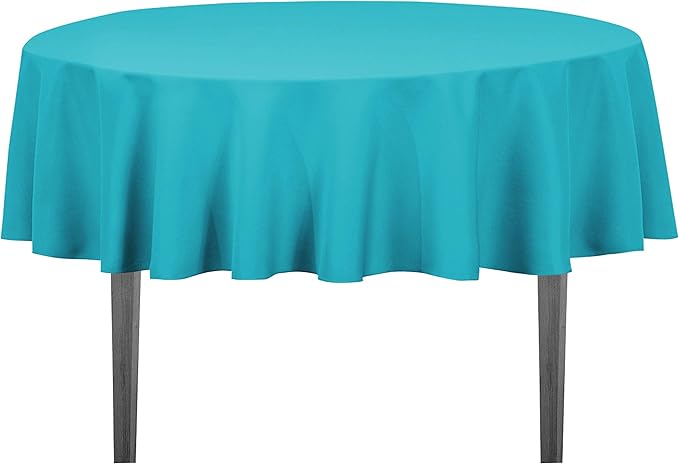 LinenTablecloth 70-Inch Round Polyester Tablecloth Turquoise by Shindigz