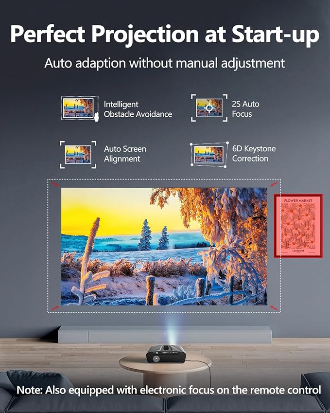 4K Projector Auto Focus HDR WiFi 6, Smart Daylight Projector 4K High Lumen 2300 - Image 5