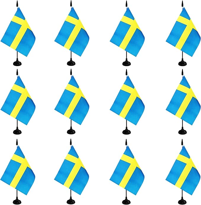 Sweden Desk Flag, 12 Pack Swedish Table Office Flag by Unknown