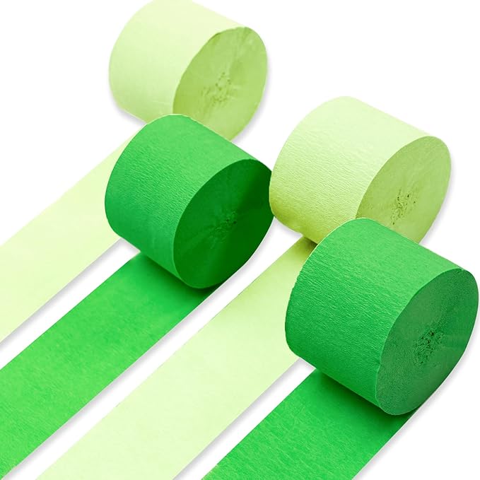 PartyWoo Crepe Paper Streamers 4 Rolls 328ft, Pack of Crepe Paper Light Green by PartyWoo