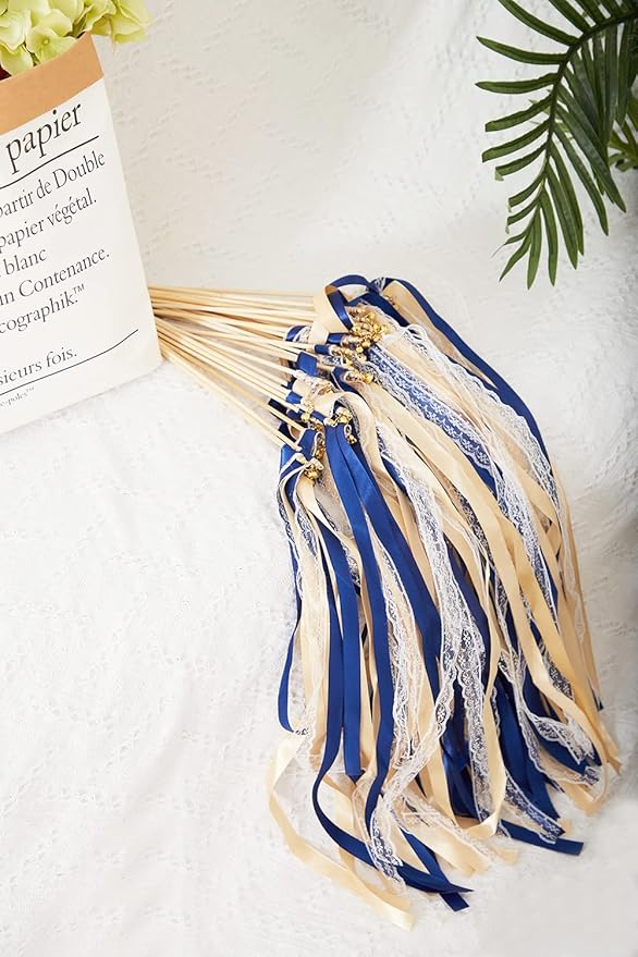 100 Pack Ribbon Wedding Wands Sticks Wedding Party Favors Streamers - Image 4