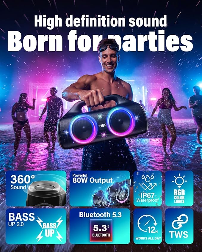 Speakers, 80w Portable Wireless Speaker - Image 2