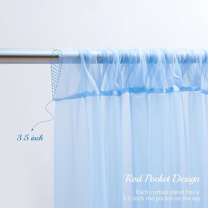 PARTISKY 20ft X 10ft Baby Blue Tulle Backdrop Curtain - Image 5
