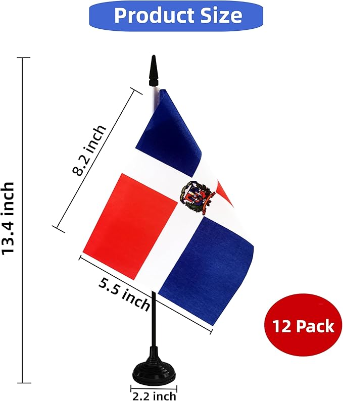 Dominica Republic Desk Flag, 12 Pack Dominican Republic Table Office Flag - Image 2