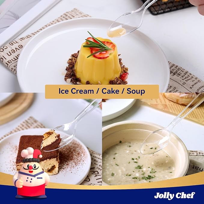 JOLLY CHEF 300 Count Clear Plastic Teaspoons Heavy Duty, 6.54" Heat Resistant - Image 7