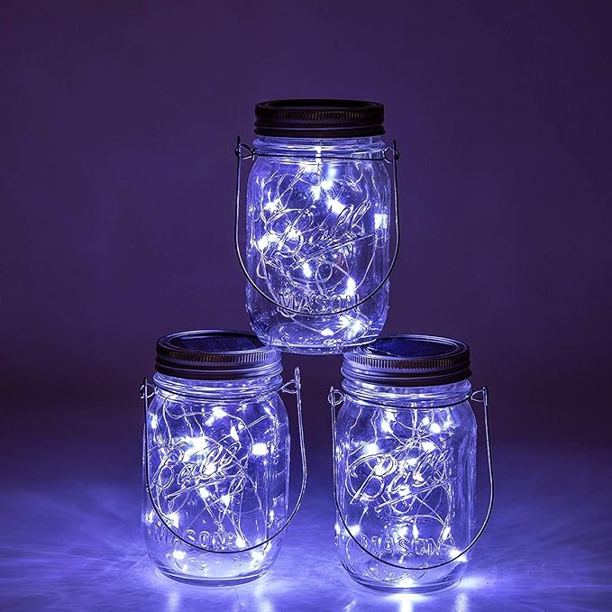 VOOKRY 6 Pack Solar Mason Jar Lights, 30 LED Mason Jar Lids Waterproof Firefly - Image 8