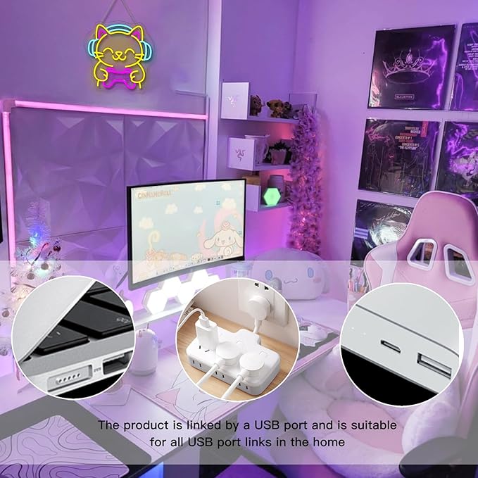 Ineonlife Game Cat Neon Sign for Wall Decor Light Up Cute Animal Led Signs for - Image 6