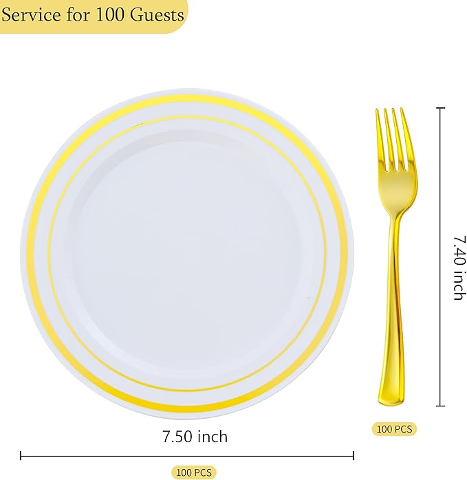 200pcs Gold Dessert Plates - Image 3