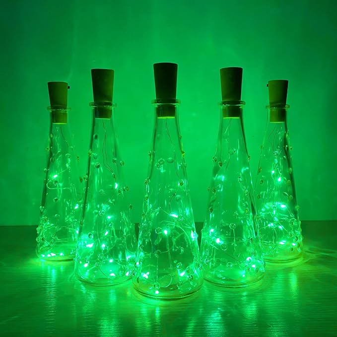 Wine Bottle Lights with Cork 15Pack 10 LED 40 Inches Battery Operated Silver - Image 3