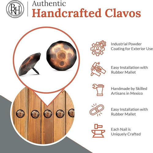 10 Pack 2" Round Head Iron Clavos Decorative Nails – Oil Rubbed Bronze – - Image 2