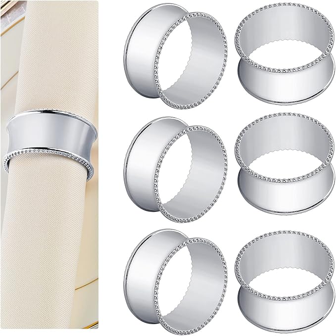 20 Pcs Stainless Steel Bead Side Napkin Rings Delicate Serviette Buckles by frjjthchy