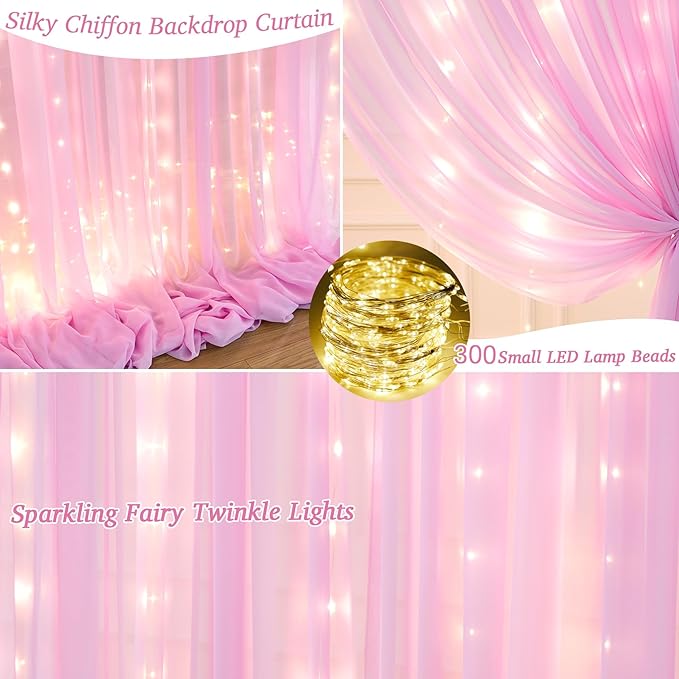 10x10ft Pink Chiffon Backdrop Curtain - Image 7
