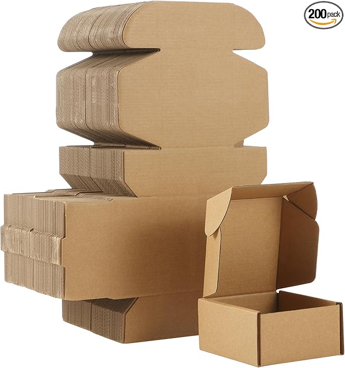 Qilery 200 Pcs Shipping Boxes Cardboard Gift Corrugated Cardboard Brown Boxes by Qilery