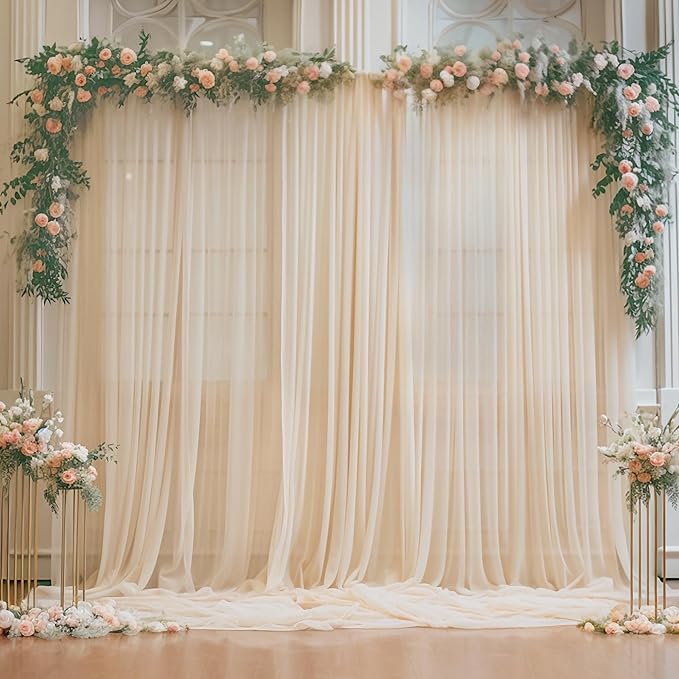 10x10 Champagne Tulle Backdrop Curtains - Image 5