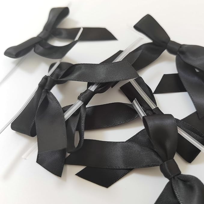 50pcs 2-1/2" Black Satin Ribbon Bows - Image 7