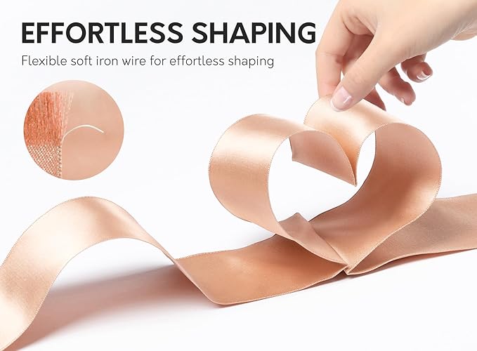 Rose Gold Satin Ribbon Double-Faced Wired Ribbons - Image 3