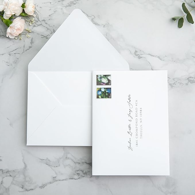 PONATIA 50PCS A7 Euro Flap Envelopes, 5.25 x 7.25'' White Envelopes - Image 5