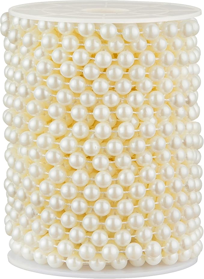 48 Feet Faux Pearl Beads Garland 8mm Craft String Pearls by Unknown