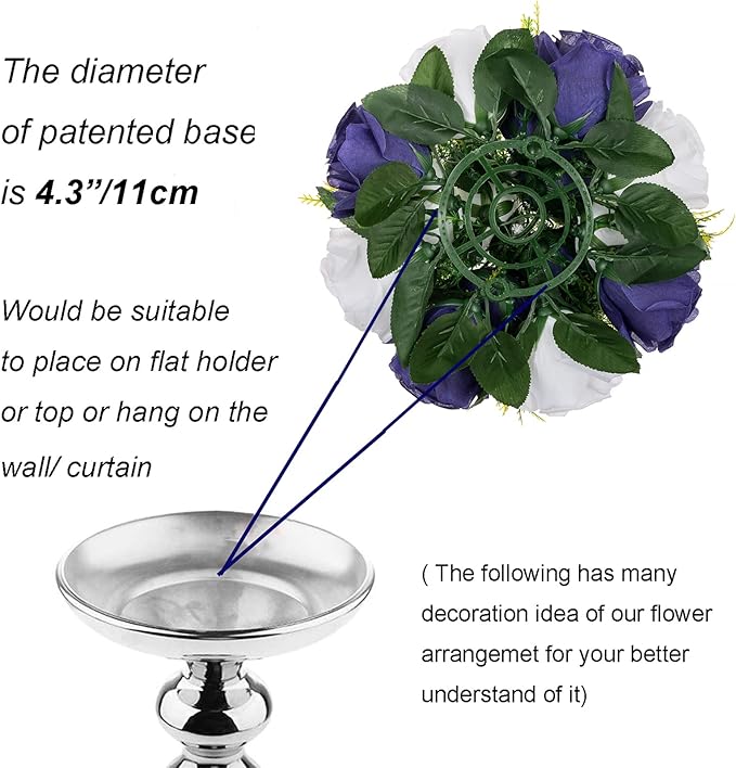 BLOSMON Flower Balls Table Centerpieces: 6 Pcs Fake Flowers Navy Blue White - Image 5