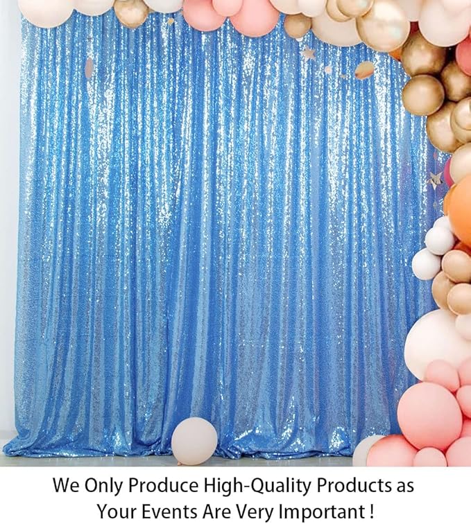 ShiDianYi Sequin Backdrop Baby Blue Sequin Photo Backdrop 4FT X 6FT Wedding - Image 2