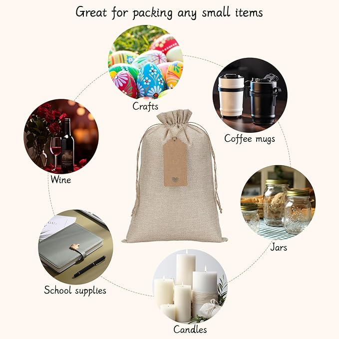 Burlap Bags with Drawstring - Image 4