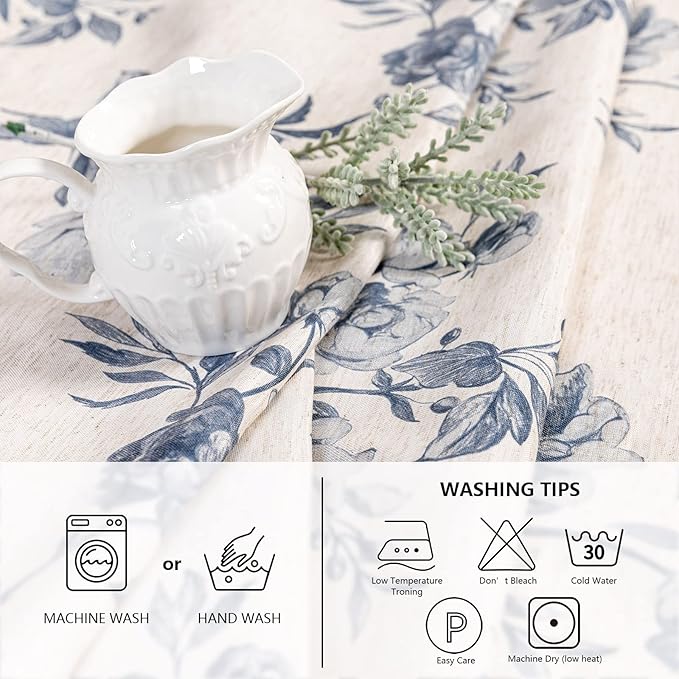 MYSKY HOME Rectangle 60x84 Inches, Tablecloth Linen Farmhouse Tablecloth - Image 4