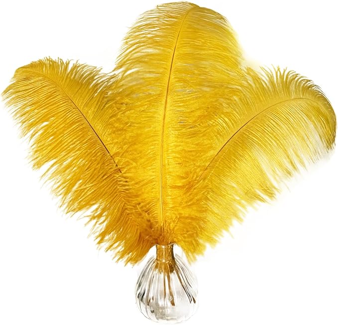 Happy Feather 16-18 inch Gold Ostrich Feathers Craft by SupplyHighQualityFeathers