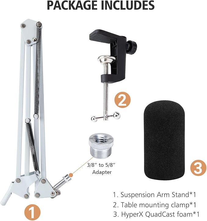 For HyperX QuadCast S White Boom Arm - Image 8