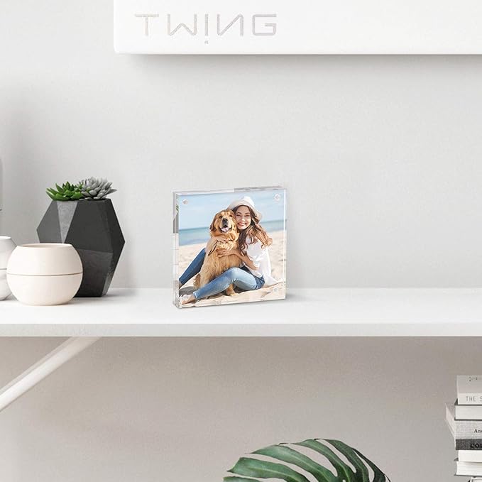 TWING 5 Pack 4 x 6 Acrylic Frame, Horizontal Magnet Double Sided 4x6 Picture - Image 5