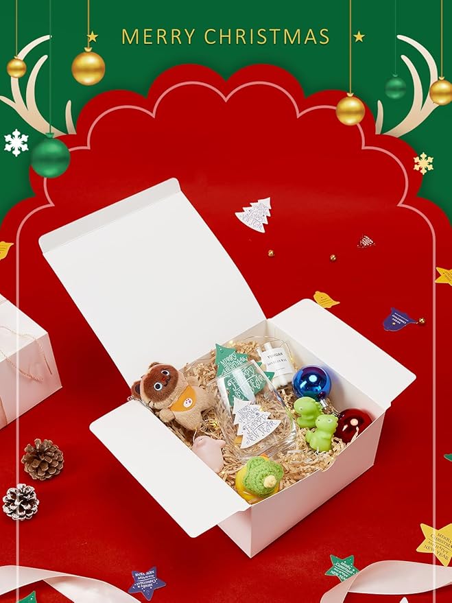Eupako White Gift Boxes 8x8x4 10 Pack, Kraft Paper Gift Boxes - Image 4