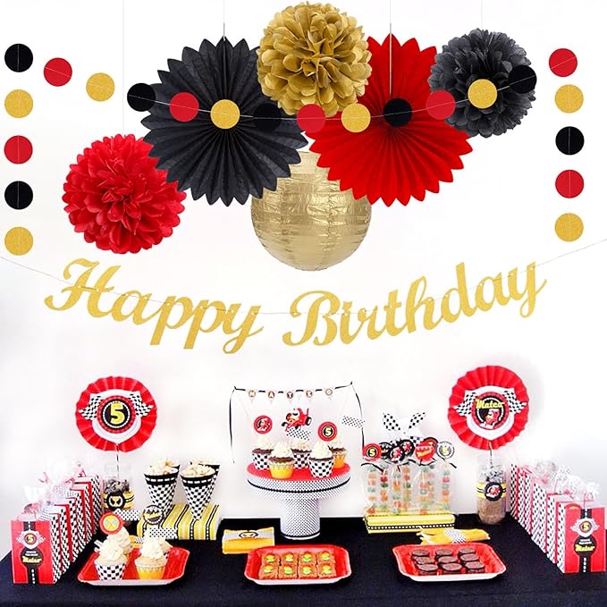 Red-Black Gold Casino-Theme Birthday Party-Decorations - Image 5