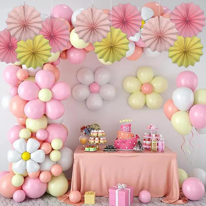 Pink Party Decorations, Baby Shower Decorations Party Paper Fans Bulk 8in - Image 4