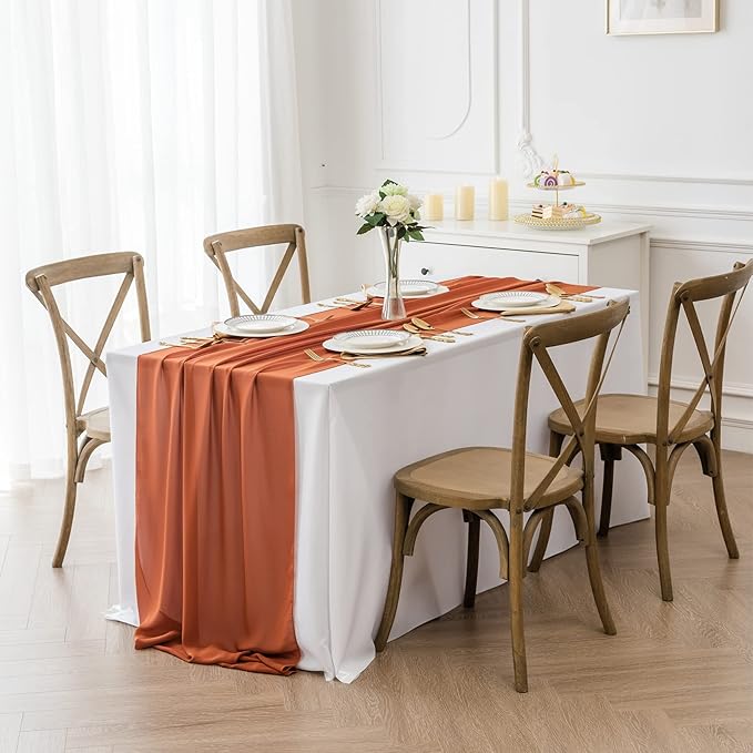 1Pack 9ft Chiffon Table Runner 14x108 Inch Sheer Romantic Table Runner - Image 7