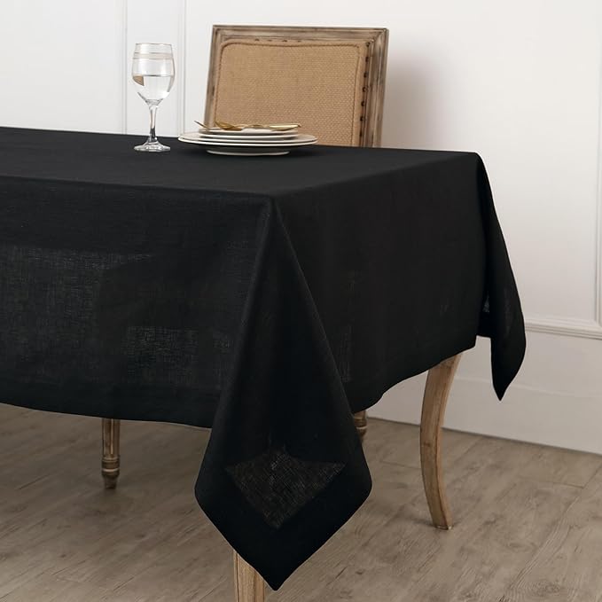 Solino Home Linen Black Tablecloth 60 x 132 Inch by SolinoHome