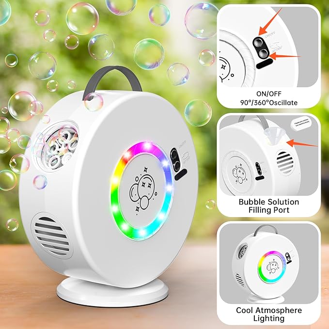 Bubble Machine Automatic LED Lights Bubble Blower - Image 2