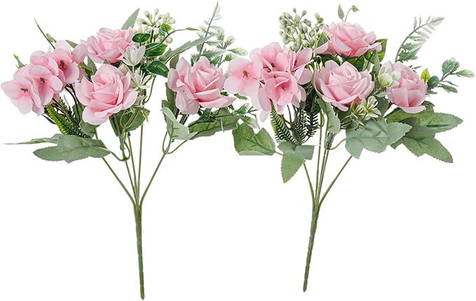 Artificial Flower 5 Branches Artificial Silk Fake Flowers Bouquet Small Roses by YoungJewl