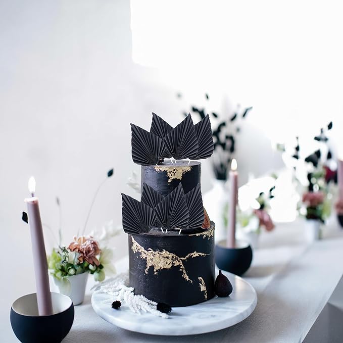 Ephlyn 6Pcs Paper Palm Fan Cake Topper Palm Leaf Fan Cake Pick - Image 5