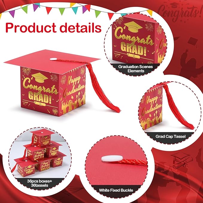 COTOPHER 36 Pack Mini Graduation Cap Gift Boxes - Image 4