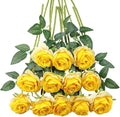 Tifuly Yellow Roses Artificial Flowers -12 pcs Realistic Single Long Stem Fake by Tifuly