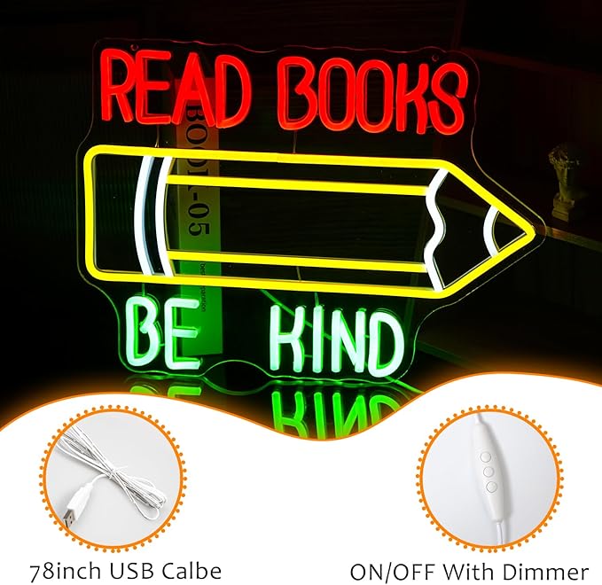 Read Books Be Kind Neon Sign Pencil Led Neon Light - Image 3