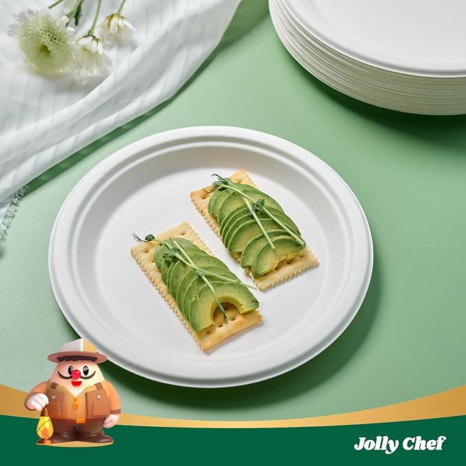 JOLLY CHEF Compostable Heavy Duty Plates   Eco-Friendly Disposable - Image 5