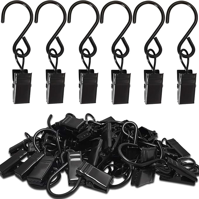 Stainless Steel S Hooks Curtain Clips, 50 Pack Hanging Party Lights Clips by AMZSEVEN