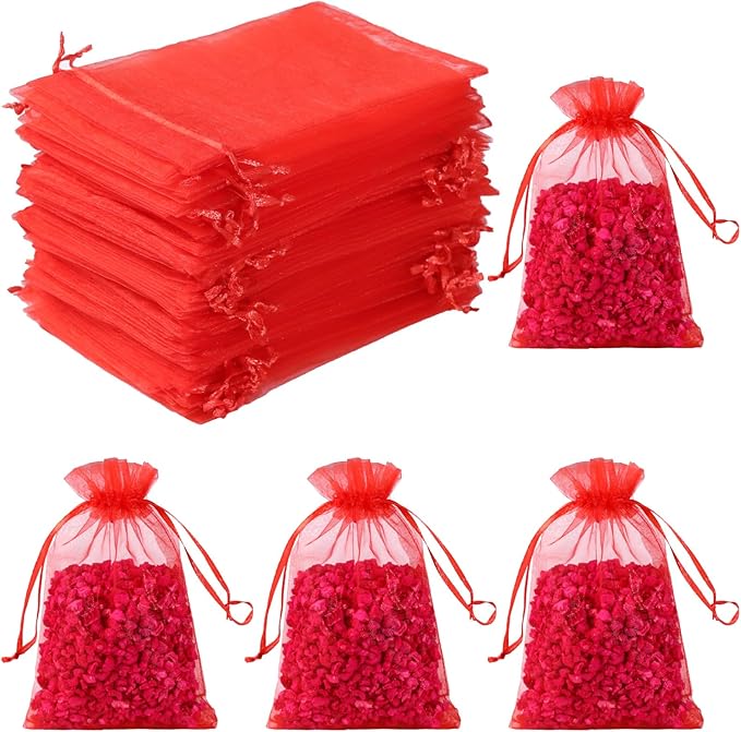 Hopttreely 50pcs Organza Gift Bags, 4x6inch Wedding Favor Bags by Hopttreely