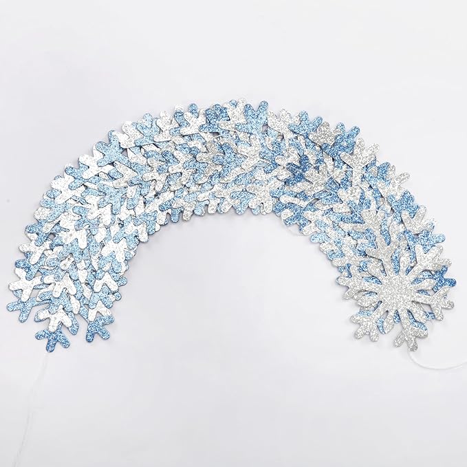 Snowflake-Snow Blue-Silver Christmas Party-Decoration Garland - 52ft Winter - Image 2