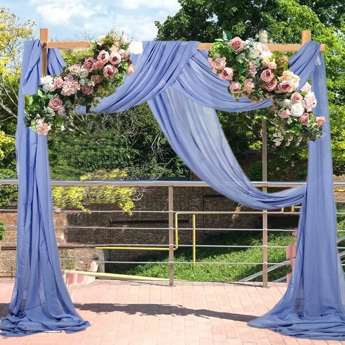 Periwinkle Color Wedding Arch Draping Fabric 20 Ft Wedding Arch Drapes 2 Panels - Image 2