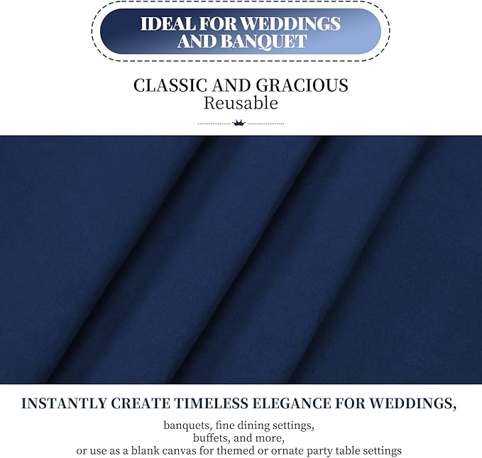 12 Pack Polyester Tablecloth 60 x 126 Inch Navy Blue Tablecloth - Image 3