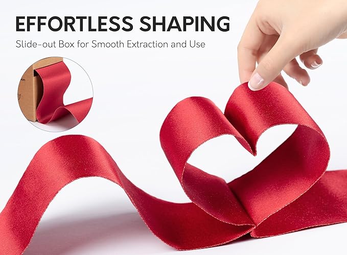 Christmas Ribbon Wired Red Satin Ribbons 2-1/2 Inch Double-Faced Gold Glitter - Image 2